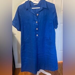 J. Jill Royal Blue Button-Up linen Dress
